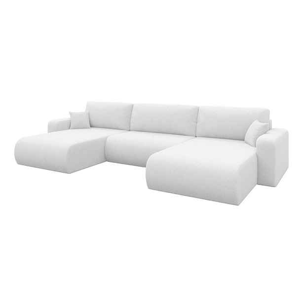 ALTDECOR SEDACÍ SOUPRAVA DO U s funkcí spaní a úložným prostorem BERY-U 377x193x88 bílá bouclé