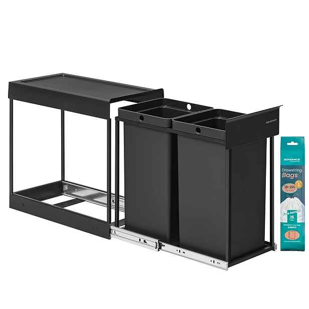 SONGMICS Koš na tříděný odpad Abes 30 l černý