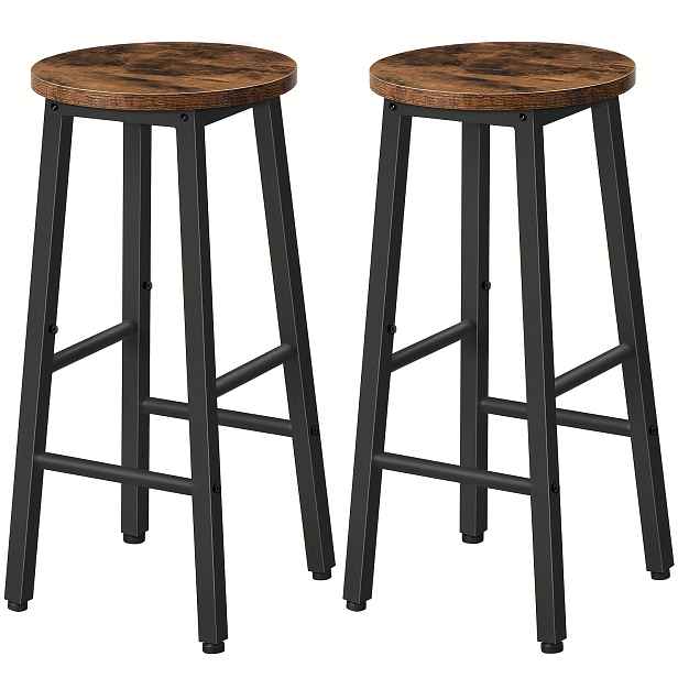 TEMU Dvoudílný set jídelních židlí s pedály, kulatý design, stabilní zlatý kovový rám a podnožka - Vhodné do kuchyní, barů restaurací - Retro hnědá