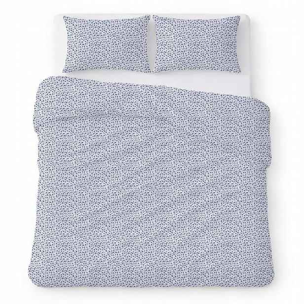 Krepové povlečení 160x200 bílé s drobnými tmavě modrými květy, klasické Kora Home