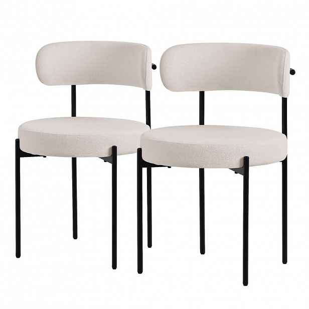 ML-DESIGN JÍDELNÍ ŽIDLE, SADA 2 KS, bílá, plyšová látka