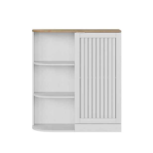 Modenvie STŘEDNĚ vysoká skříňka z MDF, 68/25/76 cm, bílá/dubová