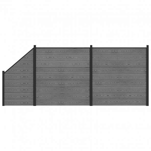 vidaXL Sada plotů 446 x 186 cm WPC a hliník Šedá