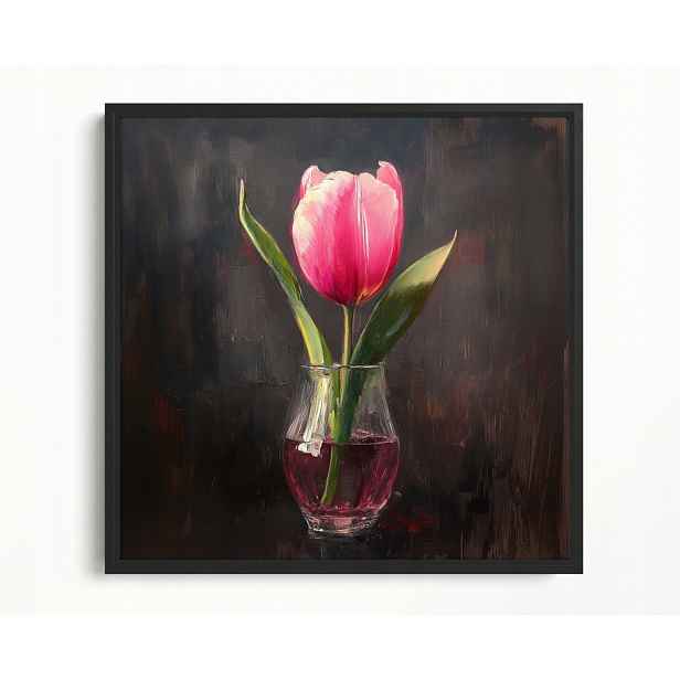 Obraz Rám Americký Box Olej Dekorace Příroda Květ Růžový Tulipán 50x50