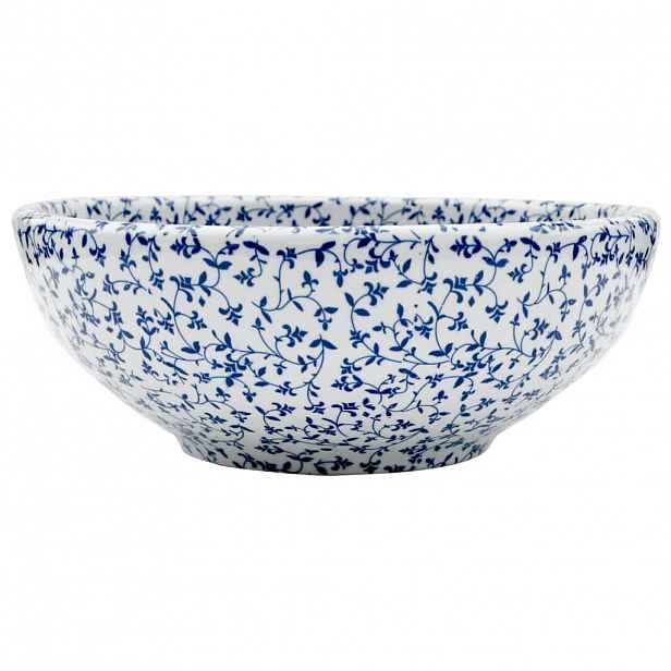vidaXL Umyvadlo na desku bílé a modré kulaté Φ 41 x 14 cm keramika