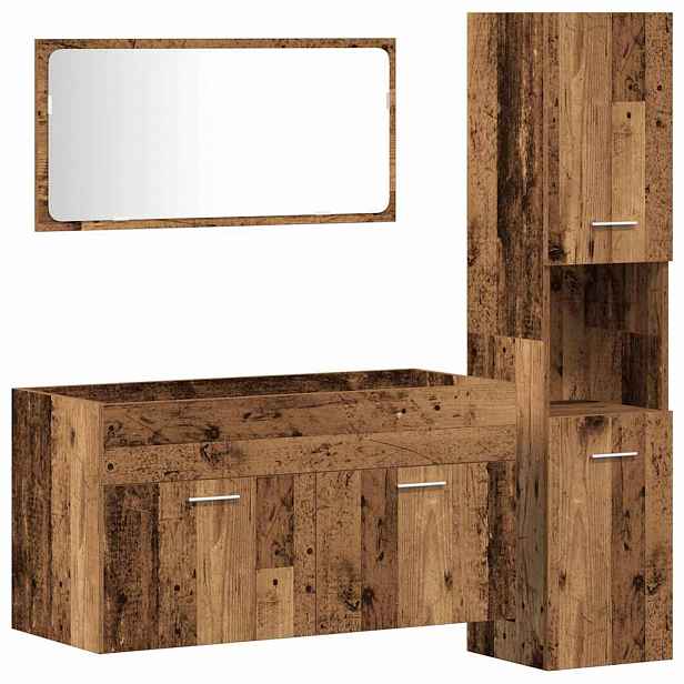 vidaXL 3dílná koupelnová sestava old wood kompozitní dřevo