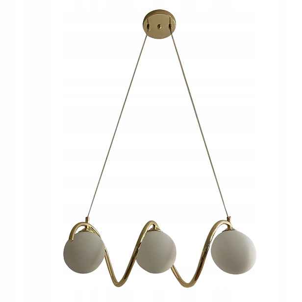 Závěsná Stropní Lampa Lustr Kule zlatá Moderní Led 3*G9 mléčná