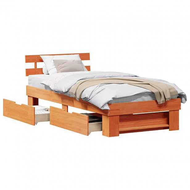 vidaXL Rám postele Voskově hnědá 75 x 190 cm Masivní borové dřevo