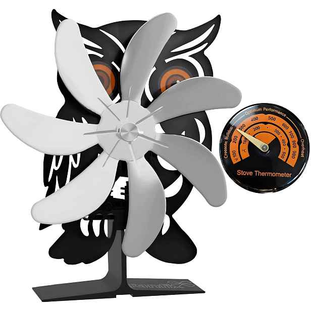 7-LOPATKOVÝ Komínový Ventilátor Sova Na Teplo K Krbu