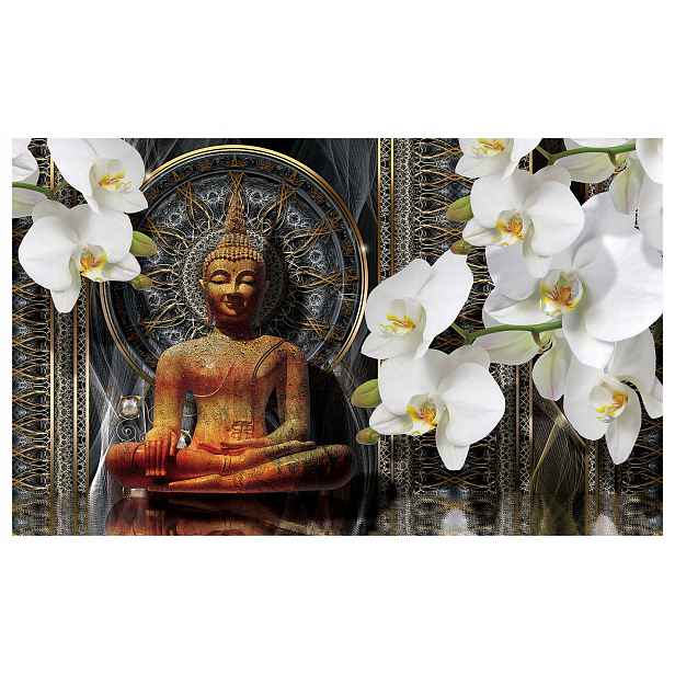 Fototapeta Buddha Orchidej Mandala vinylová 312x219 Klid a harmonie lepidlo
