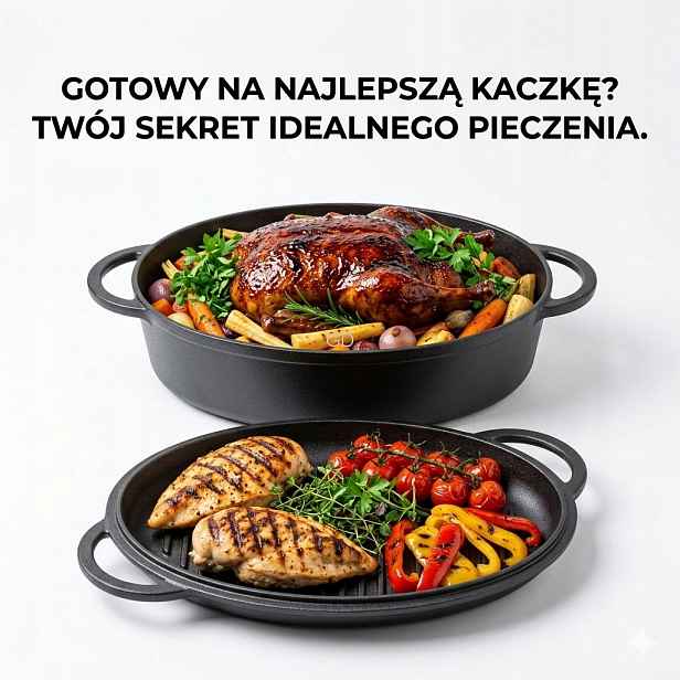 Hrnec litinový 6.4 l grilovací pánev 34 cm Zapékací Mísa 2v1 Krisberg 7740