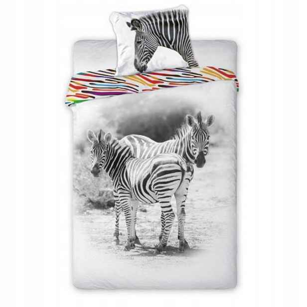 Povlečení Bavlněné 140x200 70x90 Zebra Černobílá Zvířecí motiv