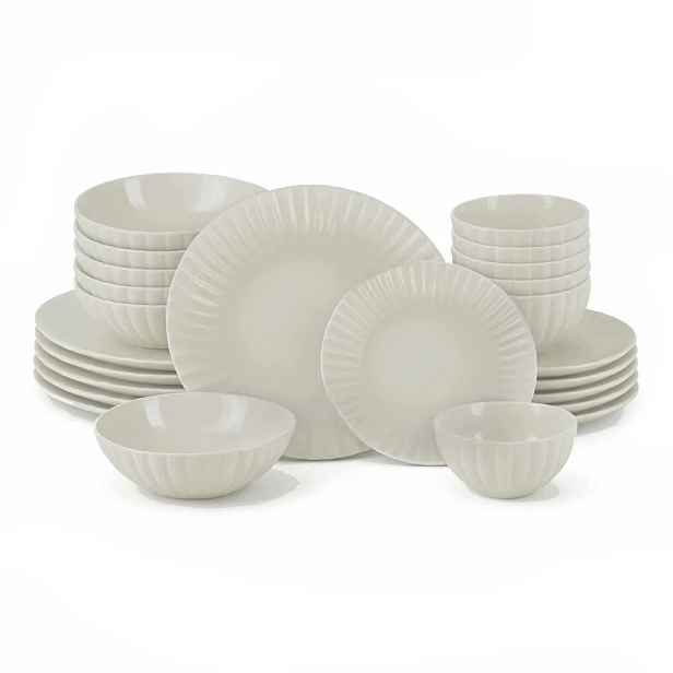 Retro nádobí Vintage Cuisine pro 6 osob Talíře Misky krémová barva