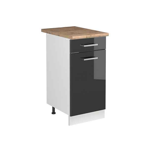 Vicco SKŘÍŇKA POD DŘEZ R-Line, Antracitový vysoký lesk/Bílá, 40 cm pracovní deska Zlatý mocný dub