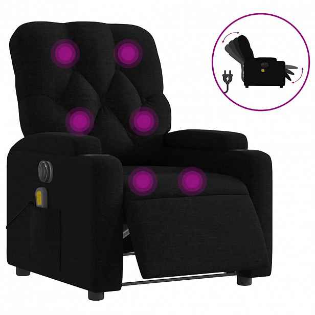 vidaXL Elektrické masážní polohovací křeslo černé textil
