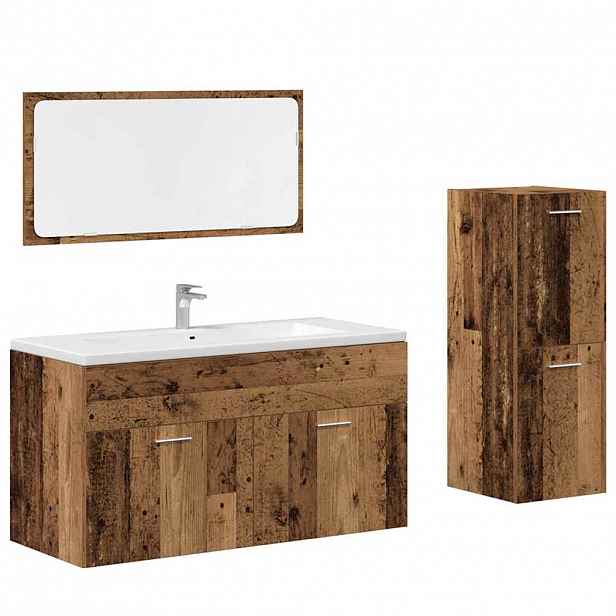vidaXL 3dílná koupelnová sestava old wood kompozitní dřevo