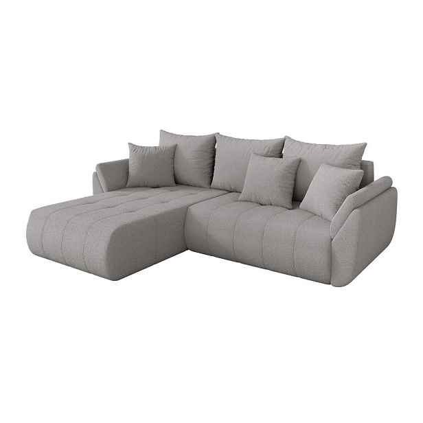 ALTDECOR ROHOVÁ SEDAČKA s funkcí spaní, otoman vlevo TOKO-L 277x194x86 světle šedá bouclé