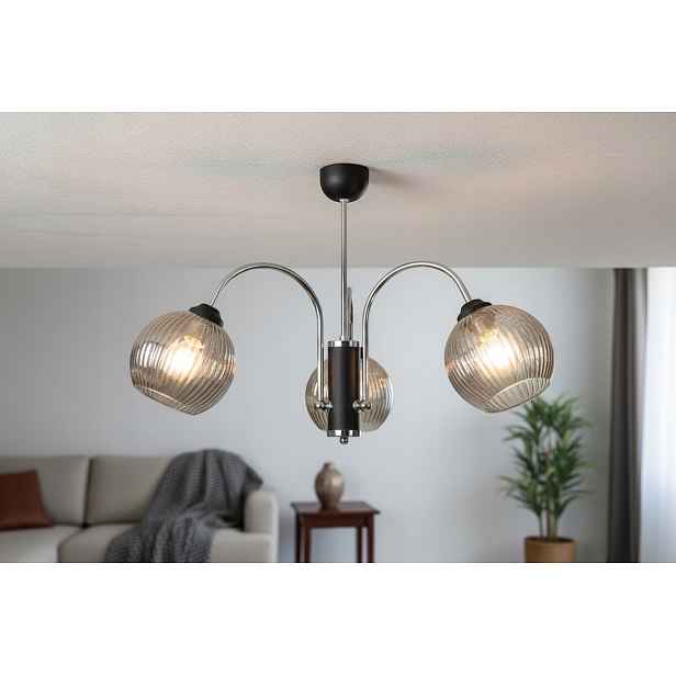 Euro-Lamp Stropní Svítidlo Alva 3 Černá Stínidlo chrom tyč 3X60W Výrobce