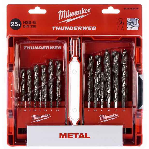 Sada vrtáků do kovu Milwaukee 1-13 mm 25 dílů Hss-g Thunderweb
