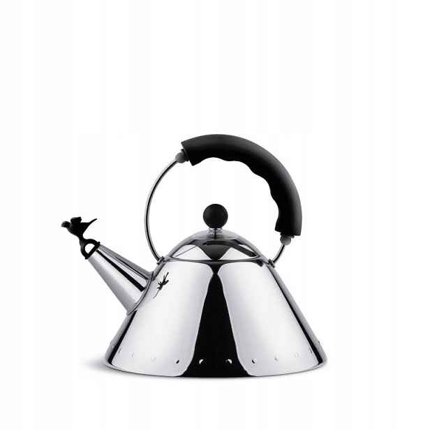 Konvice s píšťalkou – ptáčkem, černá, Alessi