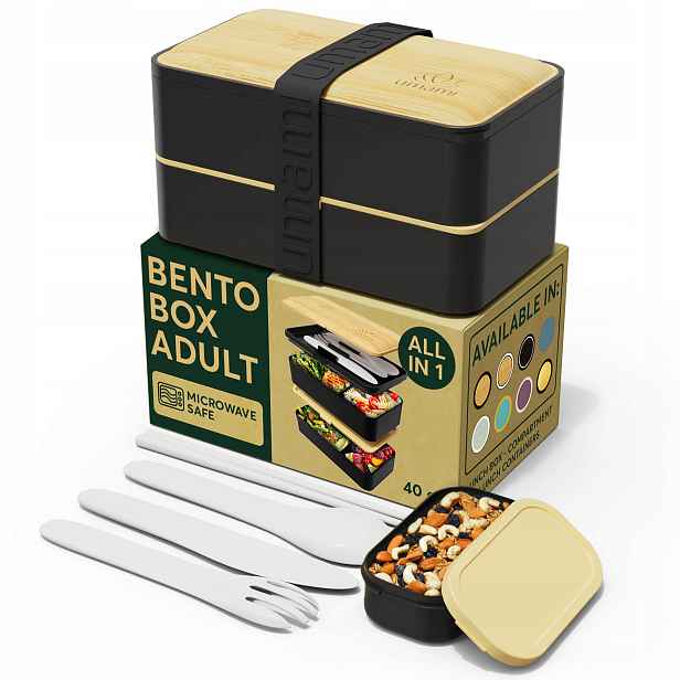 Lunchbox Umami Originální nádoba na jídlo Black & Bamboo 1200 ML