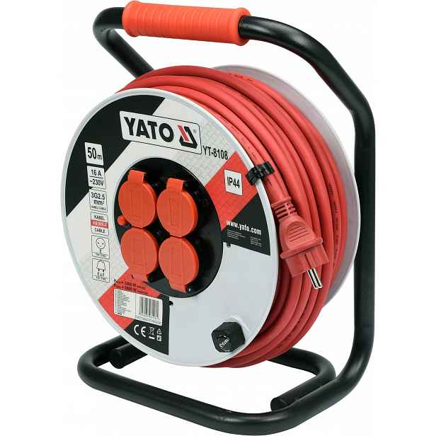 prodlužovací kabel kabel Yato pro stavební a dílenské použití na cívce 50 m 3G2.5 YT-8108