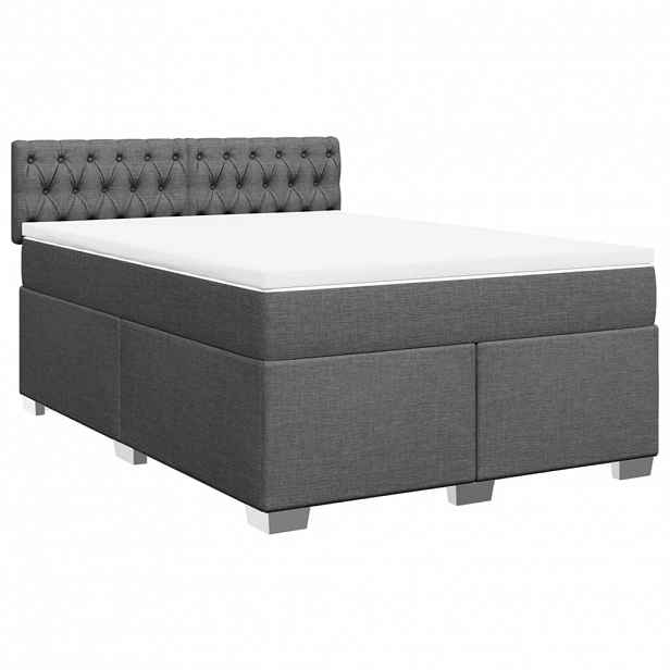 vidaXL Box spring postel s matrací tmavě šedá 140x200 cm textil