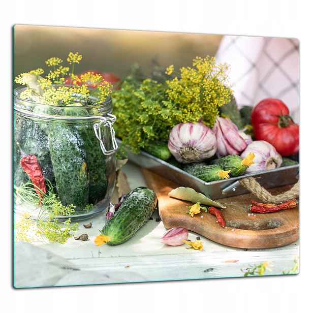 Skleněná Ochranná Deska Panel Lepidlo 65x60 Zelenina