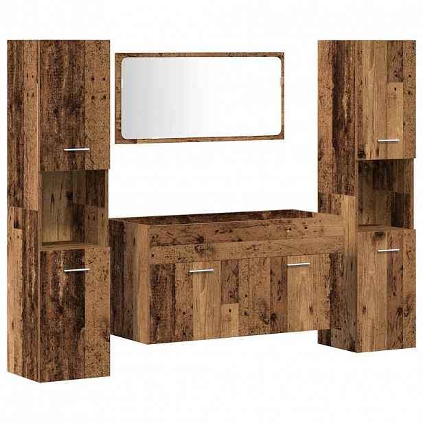 vidaXL 4dílná koupelnová sestava old wood kompozitní dřevo
