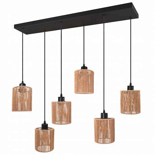 Závěsná Stropní Lampa Boho Pletená Přírodní 6xE27 Do Obývacího Pokoje