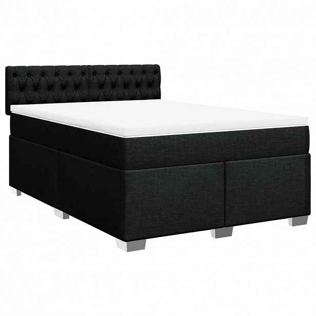 vidaXL Box spring postel s matrací černá 140x200 cm textil
