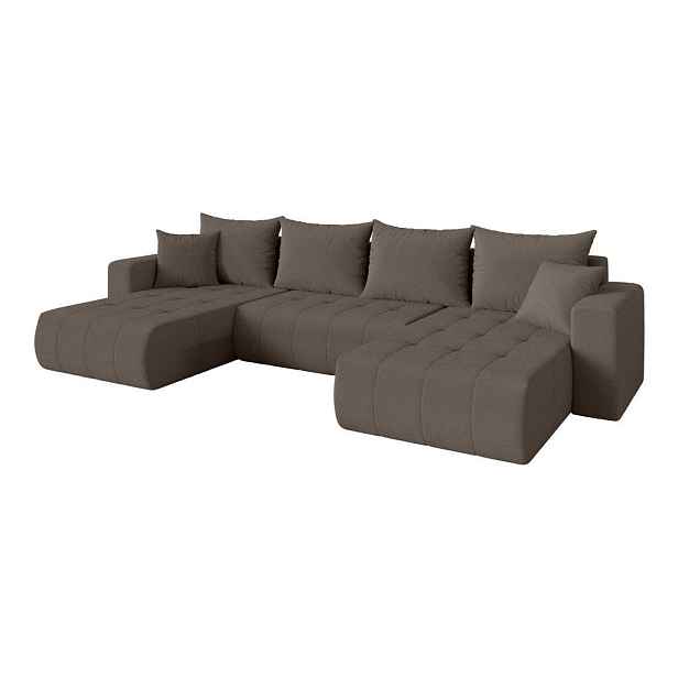 ALTDECOR SEDACÍ SOUPRAVA DO U s funkcí spaní a úložným prostorem MILA-U 378x194x86 hnědá bouclé