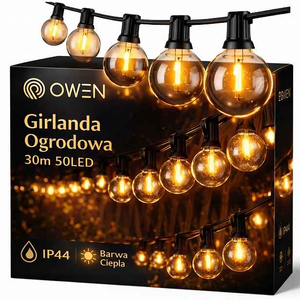 Led Světelná Girlanda Venkovní Zahradní Lampa 30 M 50 Žárovek Voděodolná