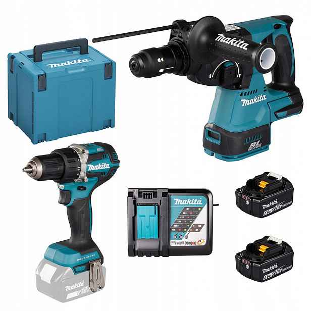 Sada Combo Makita DLX2191TJ 18V Lxt Bl Xpt DDF484 DHR243 2x5Ah kufr