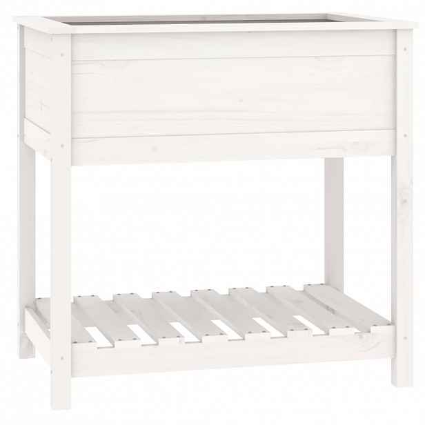 vidaXL Truhlík s policí bílý 82,5 x 54 x 81 cm masivní borové dřevo