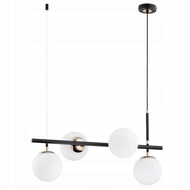 Závěsné svítidlo moderní minimalistické černé skleněné bílé koule Alfa