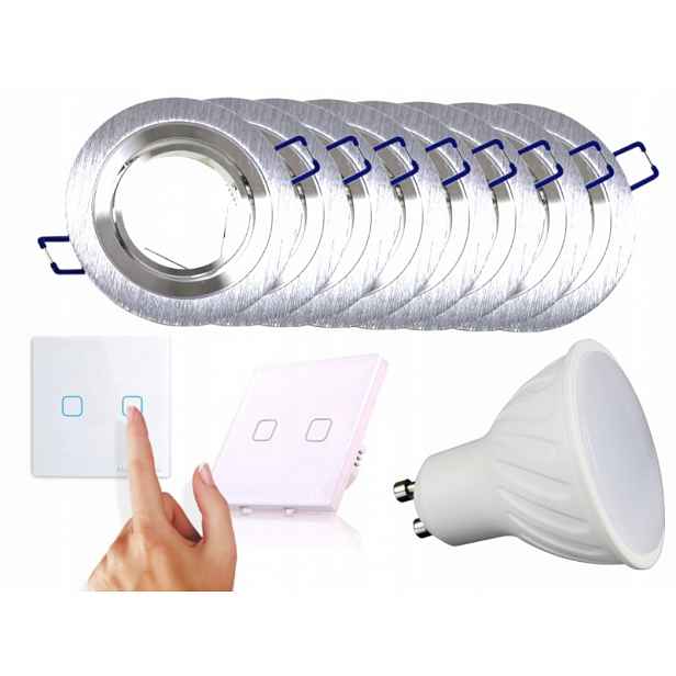 Sada Halogenová Led objímka 8x Vypínač Žárovky