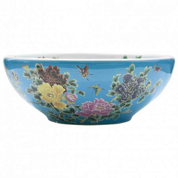 vidaXL Umyvadlo na desku vícebarevné kulaté Φ 41 x 14 cm keramika