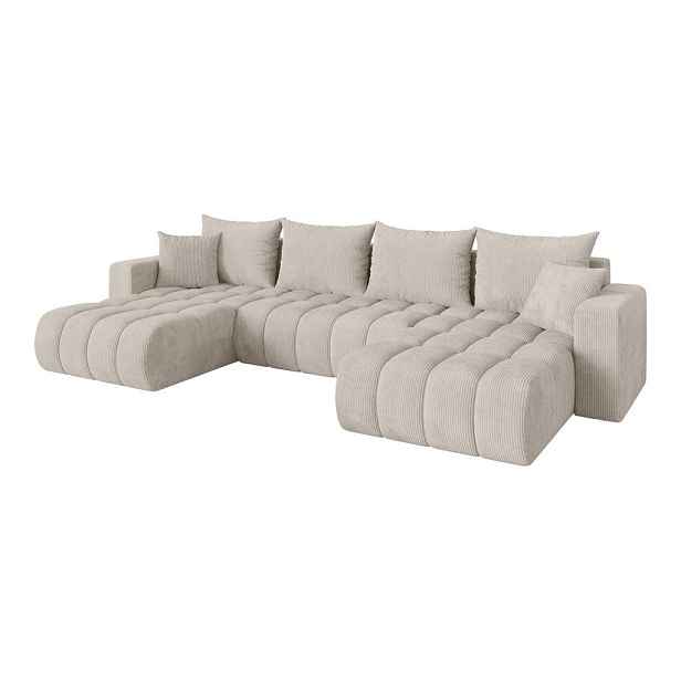 ALTDECOR SEDACÍ SOUPRAVA DO U s funkcí spaní a úložným prostorem MILA-U-v1 378x194x86 krémová manšestr