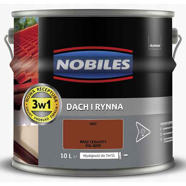 Nobiles Barva pro malování střech pozink Střecha a okap 10L Hnědá Ral 8004