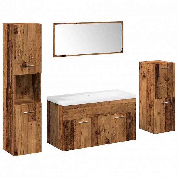 vidaXL 5dílná koupelnová sestava old wood kompozitní dřevo