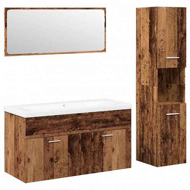 vidaXL 4dílná koupelnová sestava old wood kompozitní dřevo