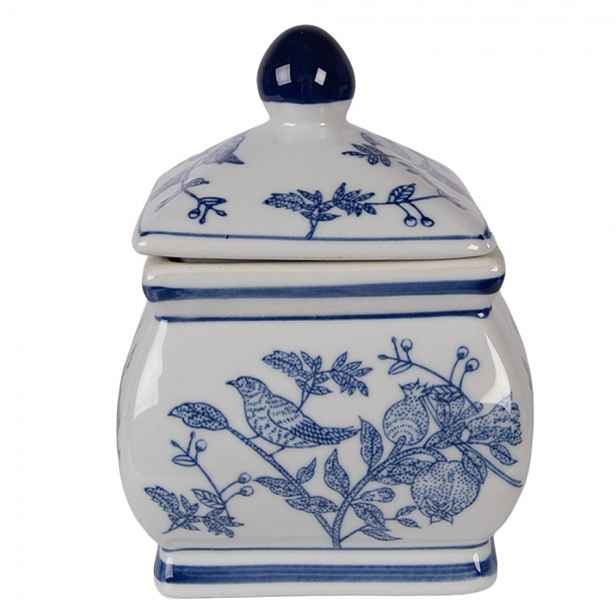 Porcelánová dóza s víkem a modrými květy Vintage Unique - 13*13*17 cm Clayre & Eef