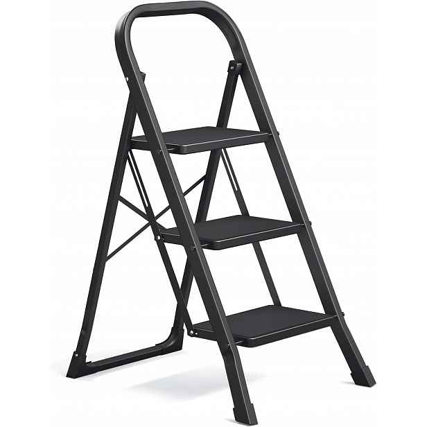 Žebřík, stabilní, 3 stupně, pevný, Songmics, ocel, 150 kg