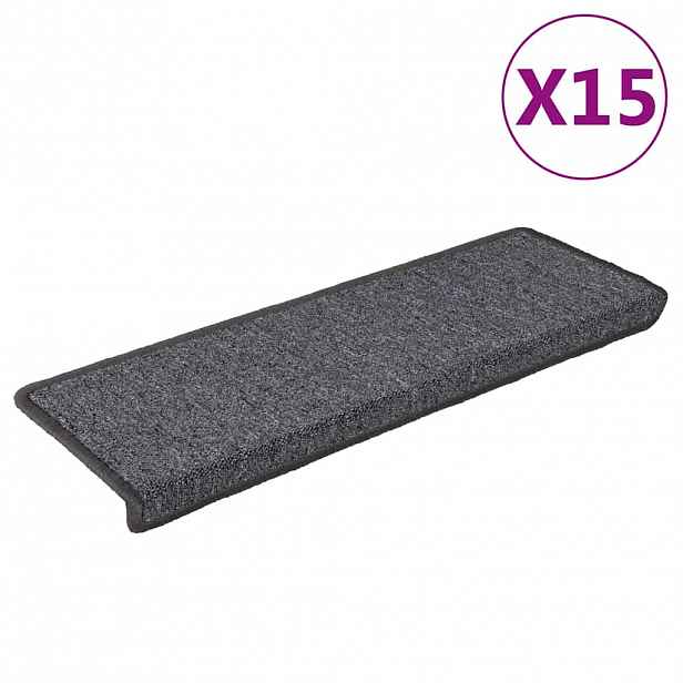vidaXL Schodové rohože 15 ks 65 x 21 x 4 cm tmavě šedé s obdélníkovým okrajem