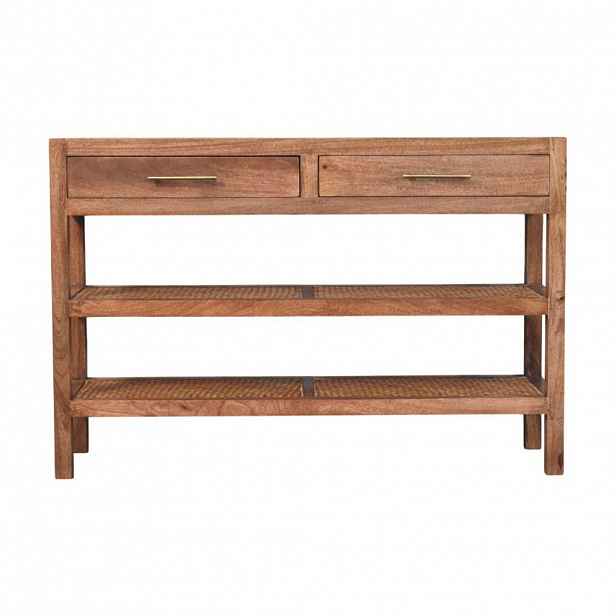 Artisan Furniture NOČNÍ STOLEK s povrchem v barvě pražených mandlí, 1 zásuvkou, 1 otevřenou policí, jemně hnědý.