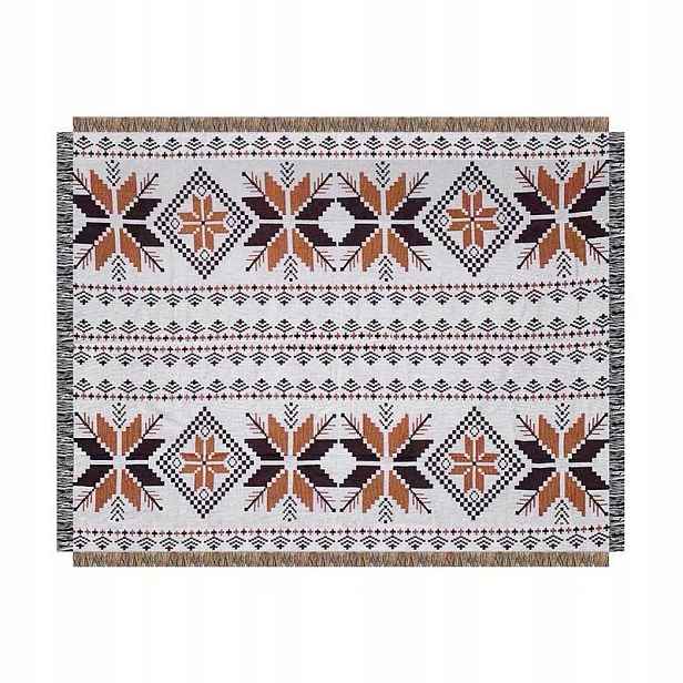 Deka oboustranná Boho s třásněmi 130x180cm 1 hnědá