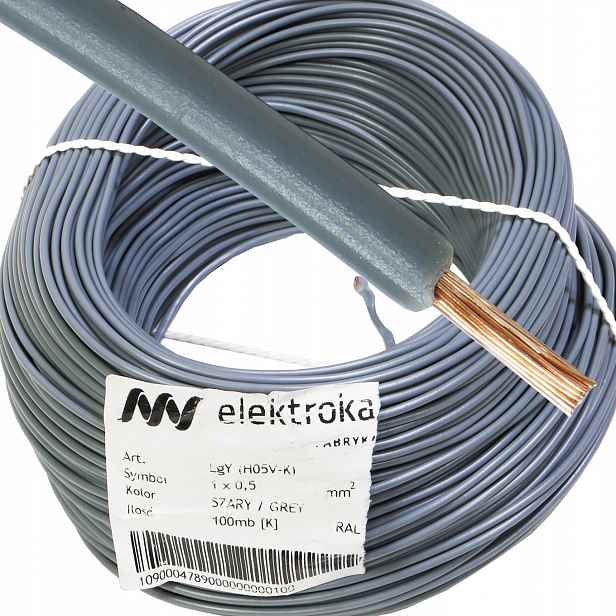 Kabel Lgy 0,5 mm šedý 100 m 500 V