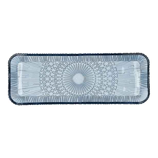 Modrý skleněný servírovací talíř 14x38 cm Kusintha – Bitz