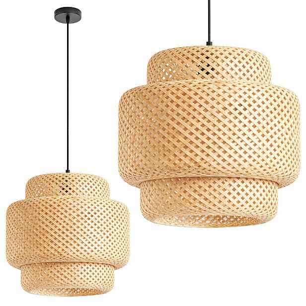 Stropní Svítidlo Boho Rattan Bambus Pletená Přírodní E27 Proutěný styl